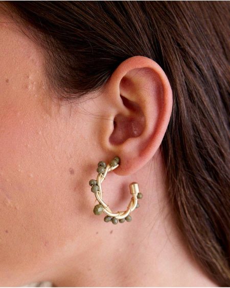 Jewelry Large Flower Earring Honfleur Women Polín Et Moi Kaki