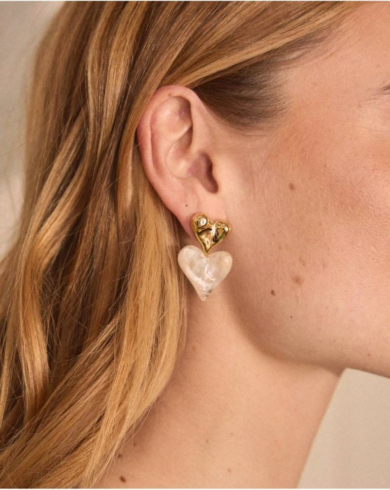 Jewelry Women Ruby Heart Earrings Polín Et Moi Gold