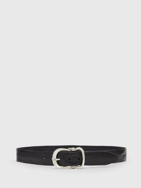 John Varvatos Black Men Fibel Antique Nickle Finish Belt Leather Belts
