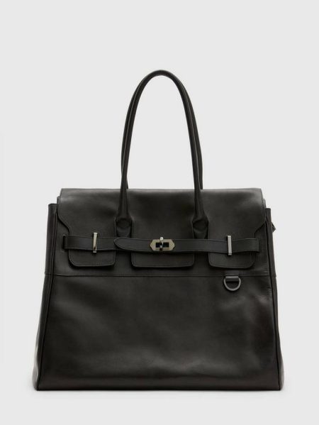 John Varvatos Men Leather Bags Black Weekender Duffle