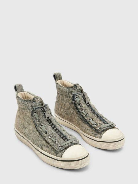 John Varvatos Vulc Mid Top - Apron Rye Leather Sneakers Men