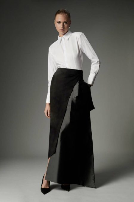 Karen Millen Black Archive Collection - Bow Detail Crepe Wrap Over Skirt Skirts Women