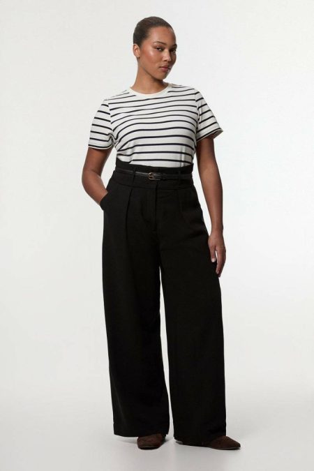 Karen Millen Black Women Tailoring Plus Size Compact Stretch Tailored High Waist Pants