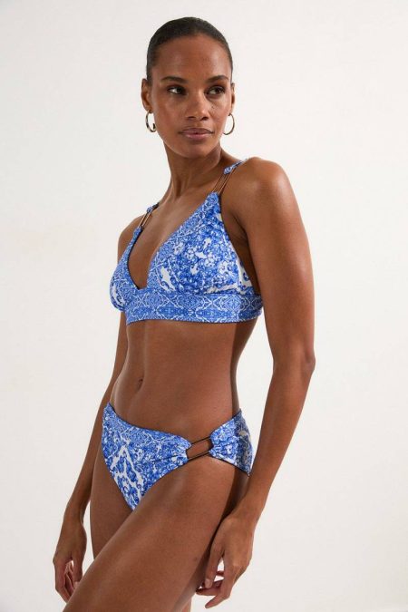 Karen Millen Blue Scarf Print Bikini Bottom Swimwear Multi Women