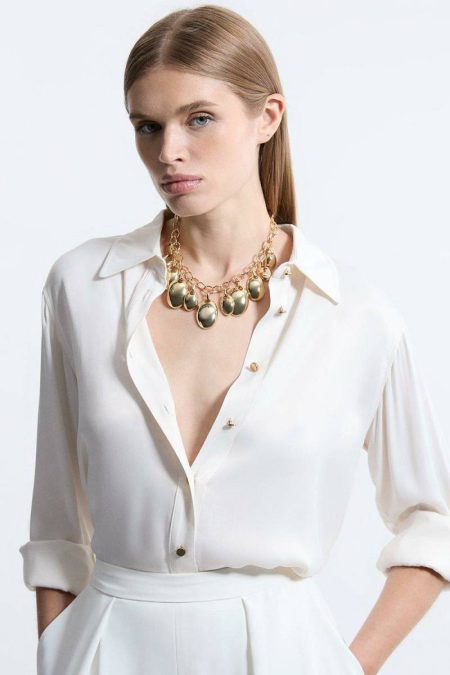 Karen Millen Chunky Statement Metal Multi Link Necklace Women Gold Tailoring