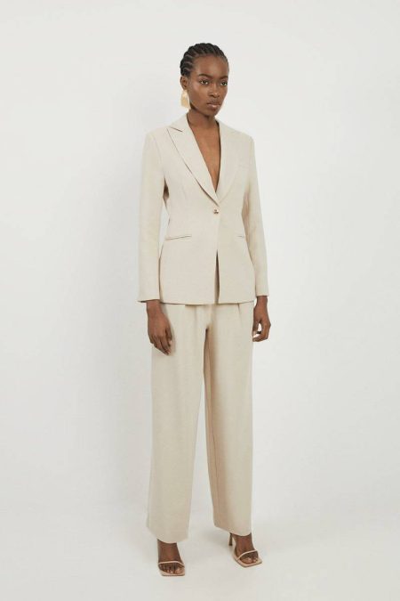Karen Millen Compact Stretch Essential Single Breasted Tailored Blazer Tailoring Camel Women