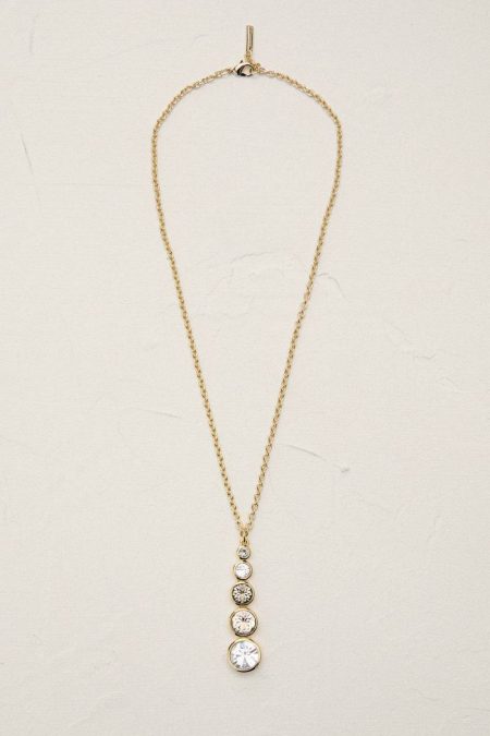 Karen Millen Gold Women 14Kt Gold Plated Crystal Teardrop Pendant Necklace Jewelry