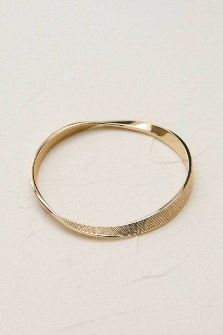 Karen Millen Jewelry Gold 14Kt Gold Plated Textured Twist Narrow Bangle Women