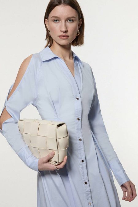 Karen Millen Maxi Dresses Blue Women Cotton Poplin Woven Maxi Shirt Dress