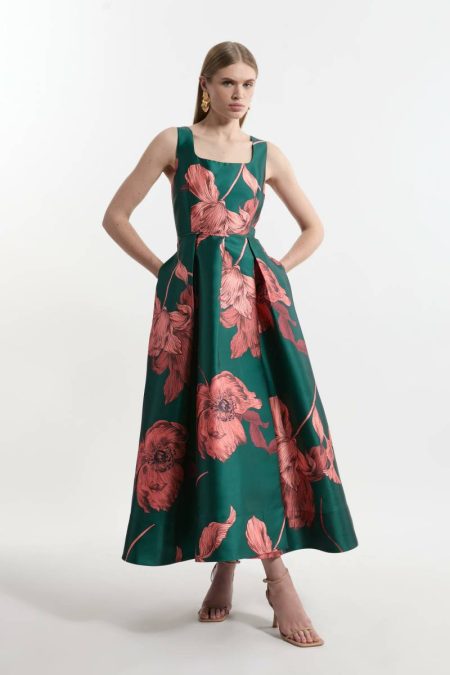Karen Millen Maxi Dresses Floral Jacquard Corseted Woven Maxi Dress Floral Women