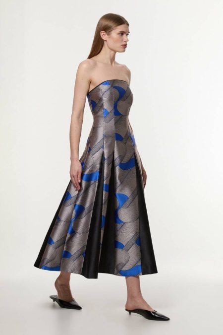 Karen Millen Maxi Dresses Women Amelia Graham Tall Printed Tailored Bandeau Prom Dress Multi