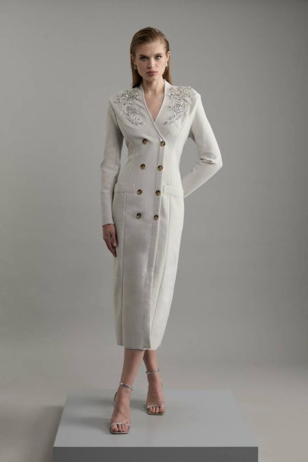 Karen Millen Navy Women Maxi Dresses Bandage Form Fitting Embellished Maxi Dress