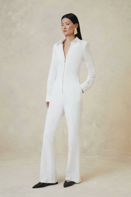 Karen Millen The Founder Compact Stretch Collared Tailored Jumpsuit Tailoring Women