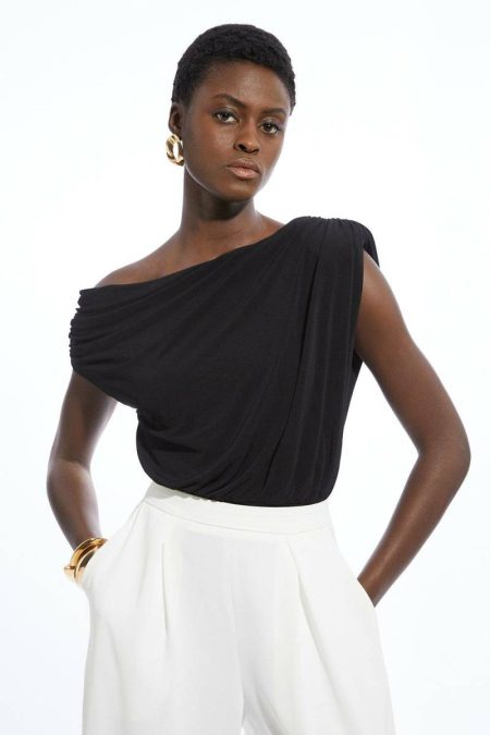 Karen Millen Tops Lilac Women Jersey Crepe Asymmetric Bodysuit
