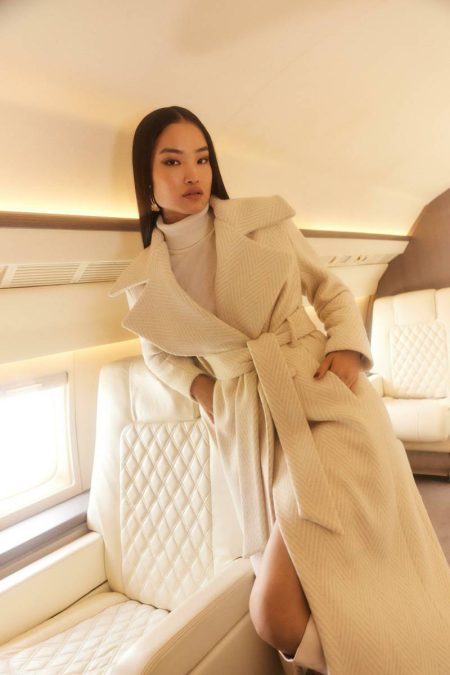 Karen Millen Women Italian Wool Oversized Cable Effect Wrap Belted Coat Belted Coats & Jackets