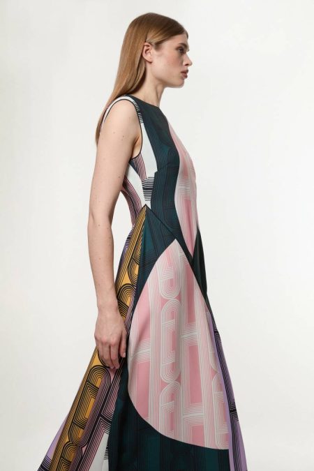 Karen Millen Women Multi Amelia Graham Tall Soft Tailored Printed Full Midaxi Dress Maxi Dresses