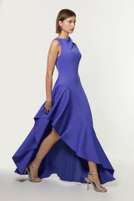 Karen Millen Women Scuba Drama Ruffle Hem Woven Maxi Dress Mango Maxi Dresses