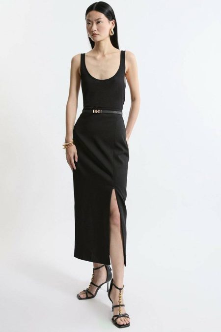 Karen Millen Women Tailoring Tailored Maxi Skirt Black