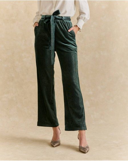 Katie Velvet Pants Eucalyptus Bottoms Polín Et Moi Women