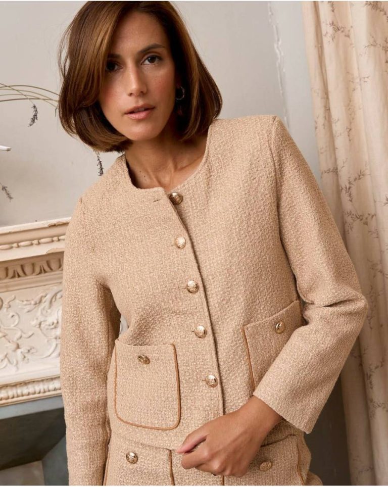 Kavive Tweed Jacket Beige Polín Et Moi Tops Women - Image 2