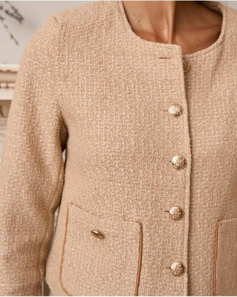 Kavive Tweed Jacket Beige Polín Et Moi Tops Women - Image 3