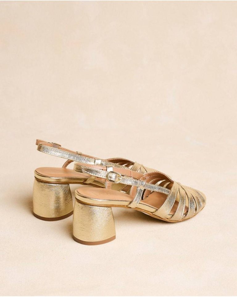 Kiwa Strappy Sandal Gold Heels Polín Et Moi Women - Image 2