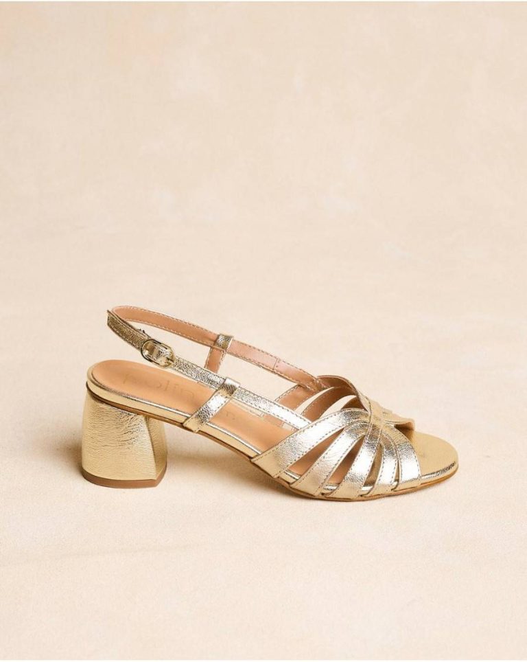 Kiwa Strappy Sandal Gold Heels Polín Et Moi Women - Image 3