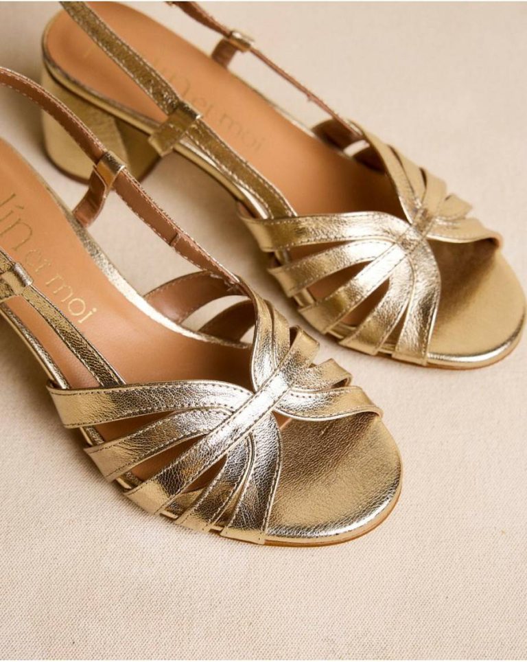 Kiwa Strappy Sandal Gold Heels Polín Et Moi Women - Image 4