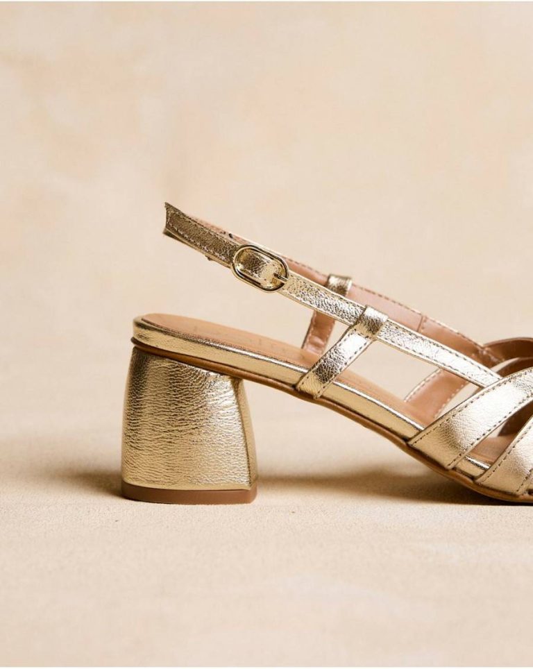 Kiwa Strappy Sandal Gold Heels Polín Et Moi Women - Image 5