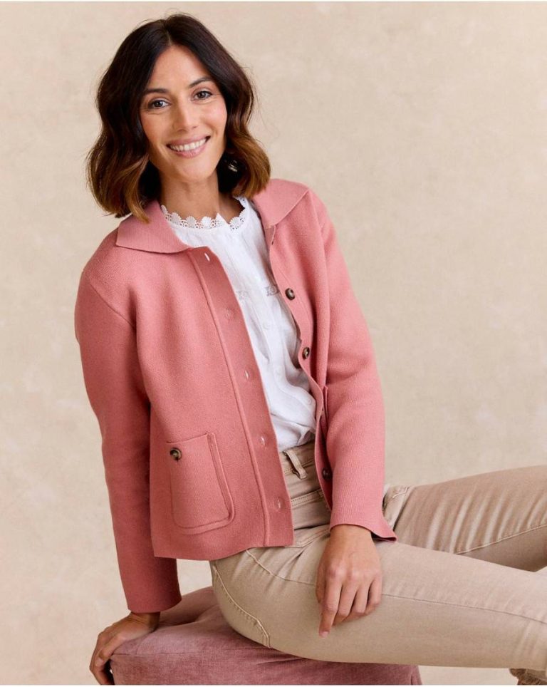Knitted Polín Et Moi Women Short Pink Jacket Rose - Image 2