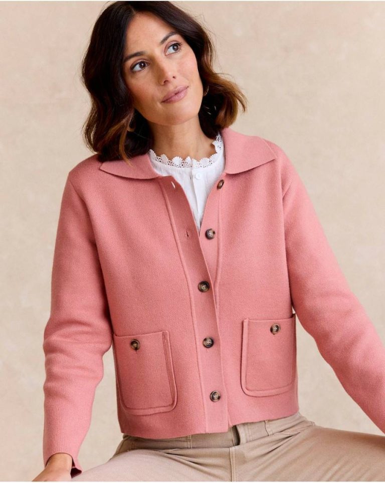 Knitted Polín Et Moi Women Short Pink Jacket Rose - Image 3