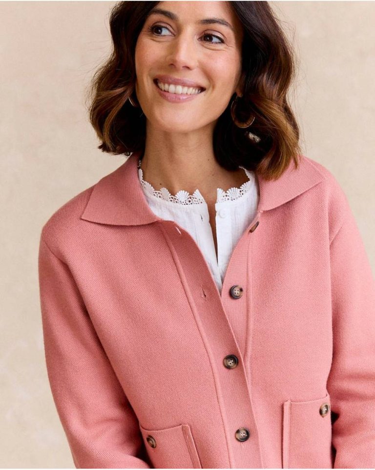 Knitted Polín Et Moi Women Short Pink Jacket Rose - Image 4