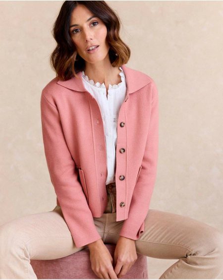 Knitted Polín Et Moi Women Short Pink Jacket Rose