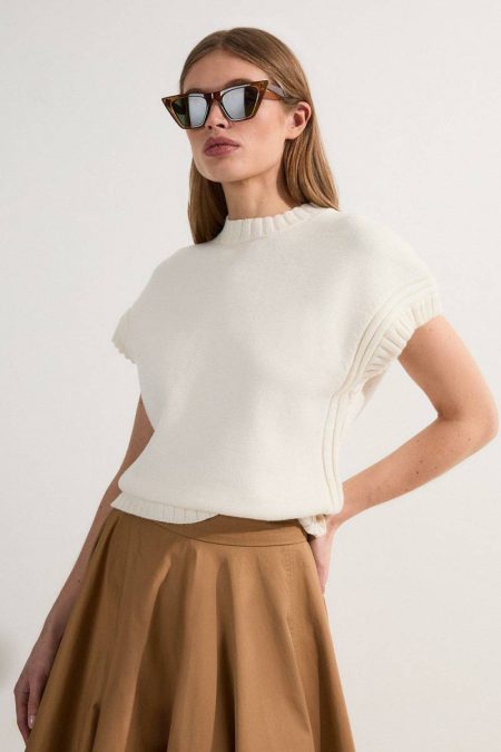 Knitwear Viscose Blend Knit Short Sleeve Top Soft Lime Karen Millen Women