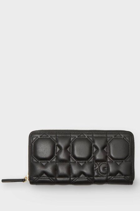 Large Wallets Women Purificacion Garci Granada Zipped American Wallet Black