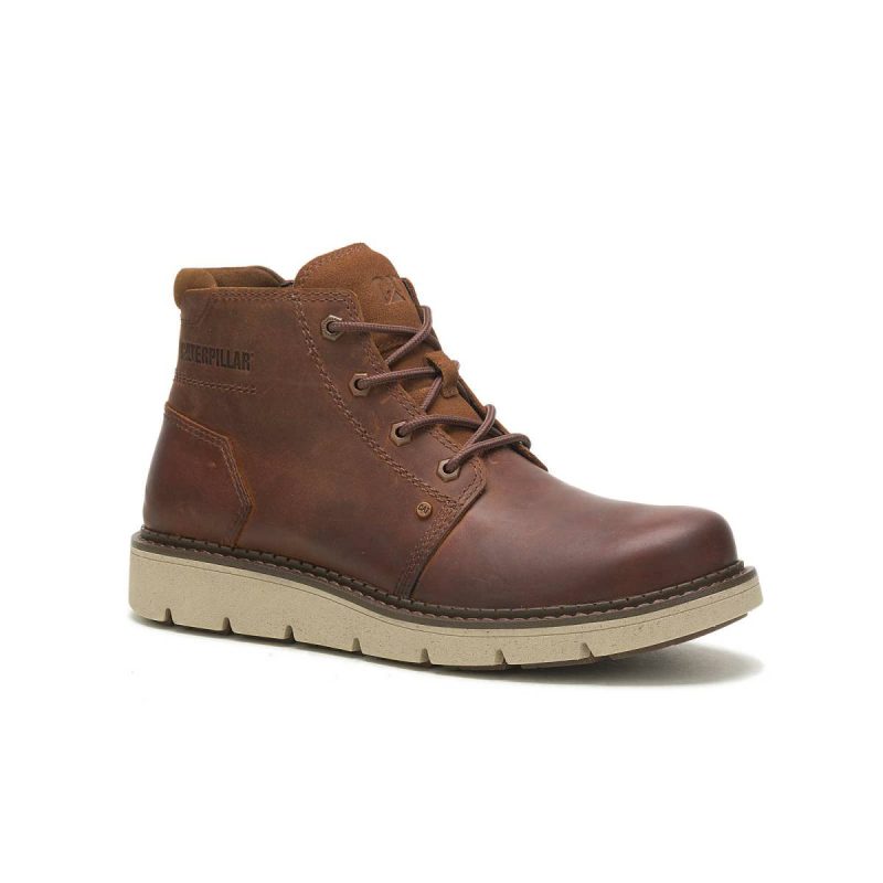 Leather Brown Men's Covert Mid Waterproof Boot Cat Boots Men - Image 2