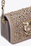 Leather Goods Beige - Iron-Light Gold Rhinestone-Detailed Micro Love Bag Clutch With Detachable Shoulder Strap Pinko - Image 4