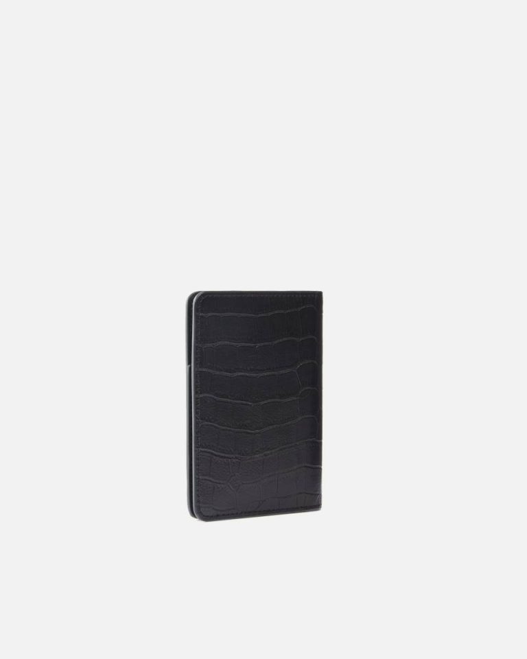 Leather Goods Black-Light Gold Pinko Galleria Croc-Print Leather Passport Holder - Image 2