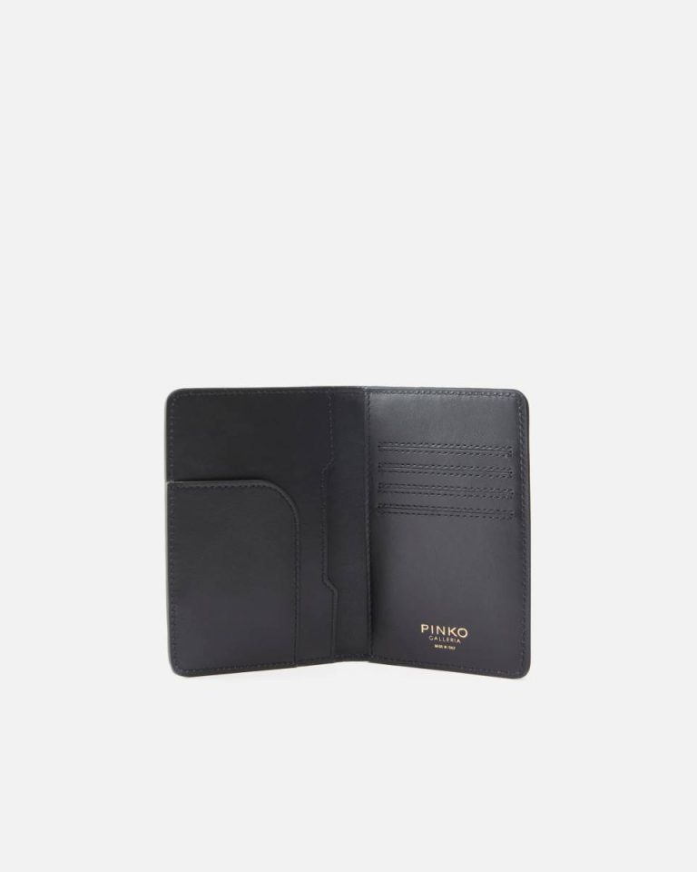 Leather Goods Black-Light Gold Pinko Galleria Croc-Print Leather Passport Holder - Image 3