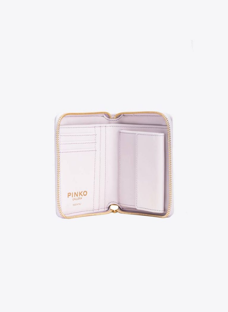 Leather Goods Lilac-Light Gold Pinko Galleria Square Zip-Around Wallet In Shiny Croc-Print Leather - Image 4