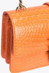 Leather Goods Pinko Galleria Mini Love Bag One In Shiny Coloured Crocodile-Print Leather Orange-Light Gold - Image 4