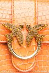 Leather Goods Pinko Galleria Mini Love Bag One In Shiny Coloured Crocodile-Print Leather Orange-Light Gold - Image 5