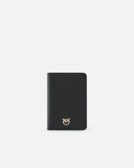 Leather Goods Pinko Galleria Smooth Leather Passport Holder Black-Light Gold