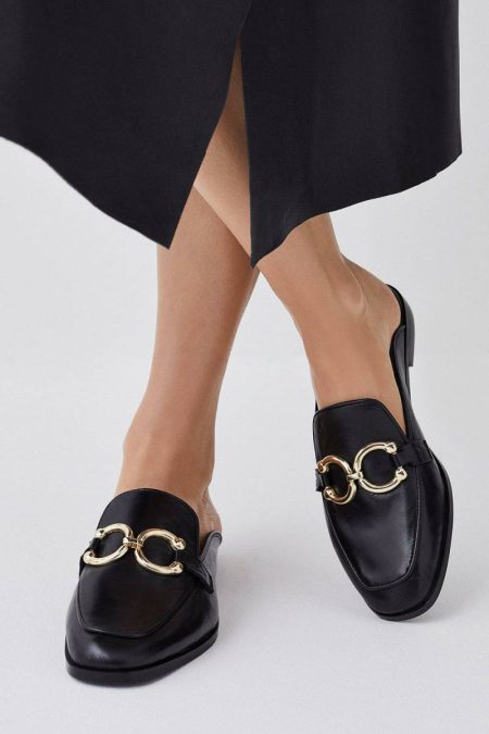 Leather Karen Millen Leather Open Back Slip-On Loafer Women Tan