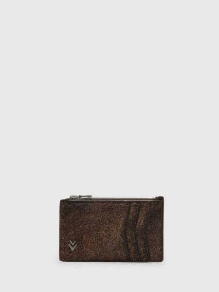 Leather Wallets John Varvatos Charc Brown Long Zip Card Case Men