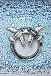 Light Sky Blue-Shiny Nickel Pinko Galleria Full-Rhinestone Mini Love Bag Click Crossbody Bags - Image 4