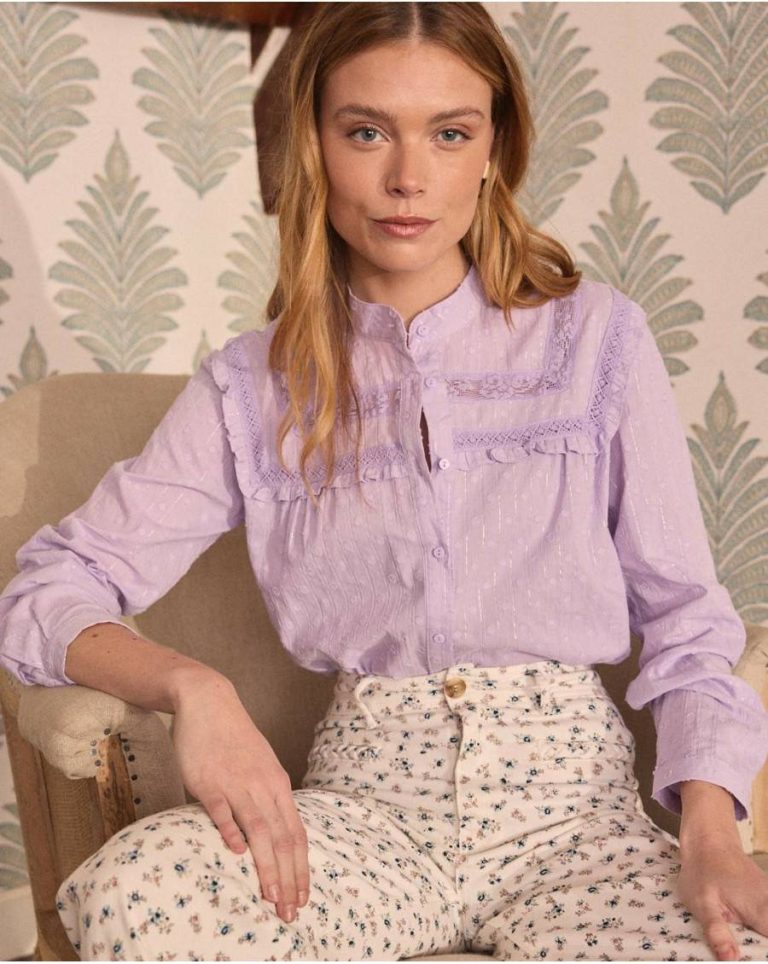 Lilac Blouses And Shirts Women Polín Et Moi Dorian Plumeti Blouse - Image 2