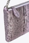 Lilac-Old Silver Pinko Galleria Horizontal Flat Crossbody Bag In Glittery Reptile Leather Leather Goods - Image 5