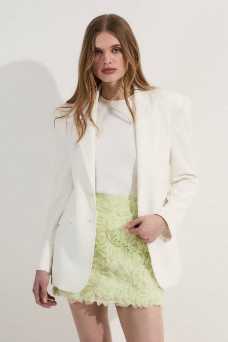 Lime Karen Millen Rosette Texture Woven Mini Skirt Skirts Women