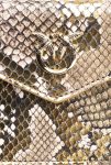 Limited Edition Gold/Grey-Gold Pinko Galleria Flat Card Holder In Laminated Reptile Skin - Image 4